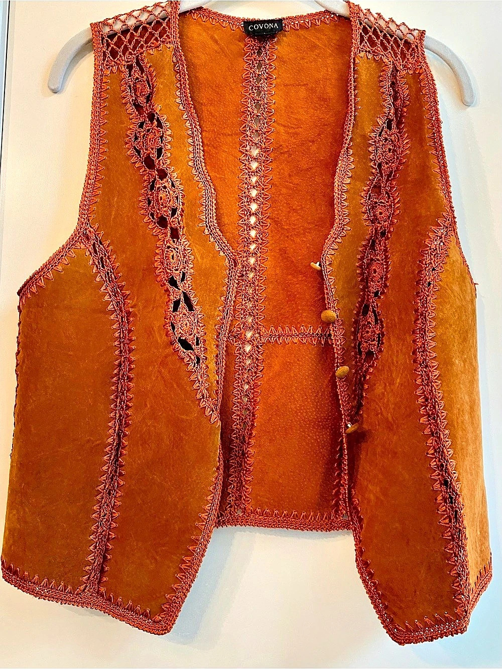 Coyona Embroidered Vest in Orange Size Medium Like New